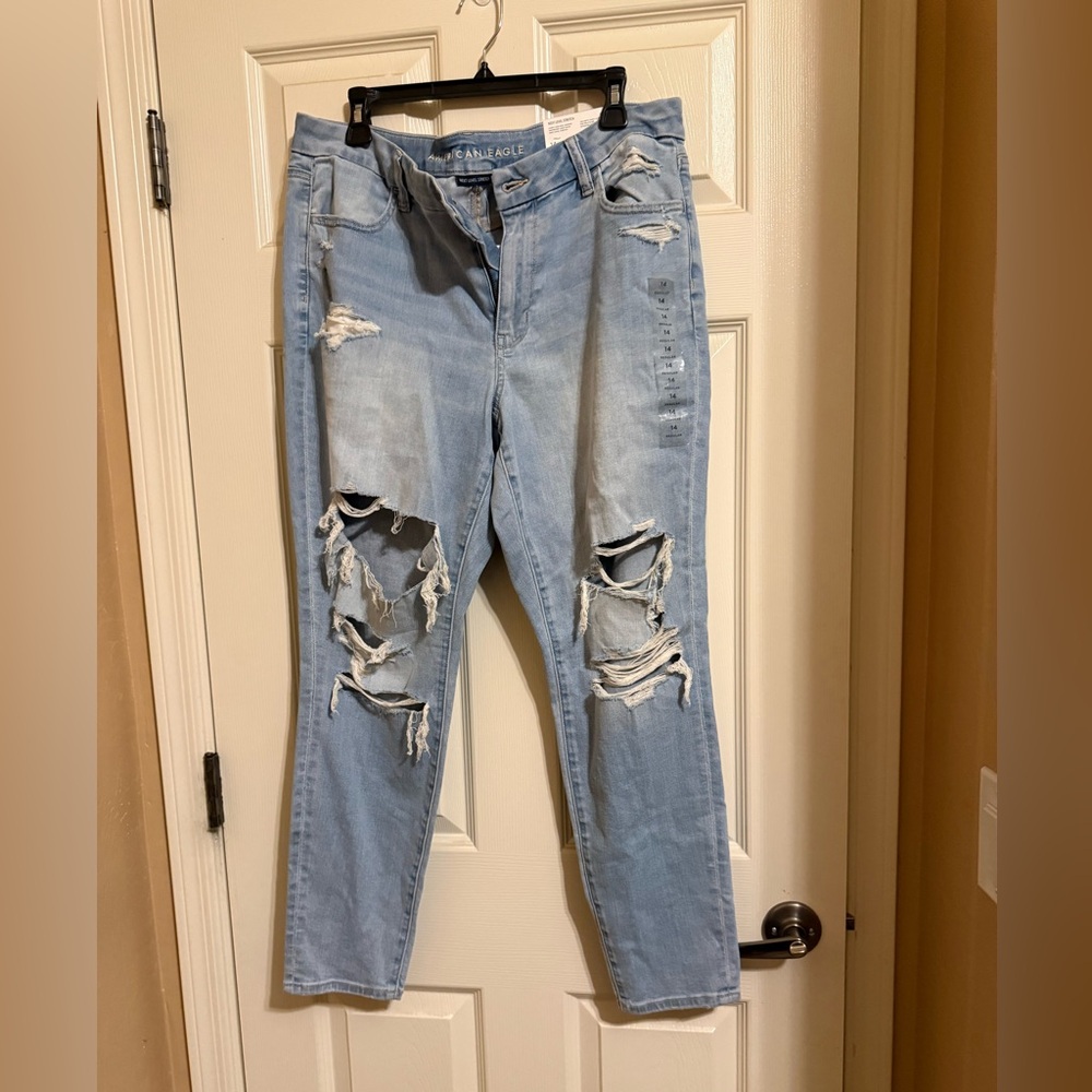 American Eagle Outfitters Ripped Light Blue High Rise Jegging Jeans